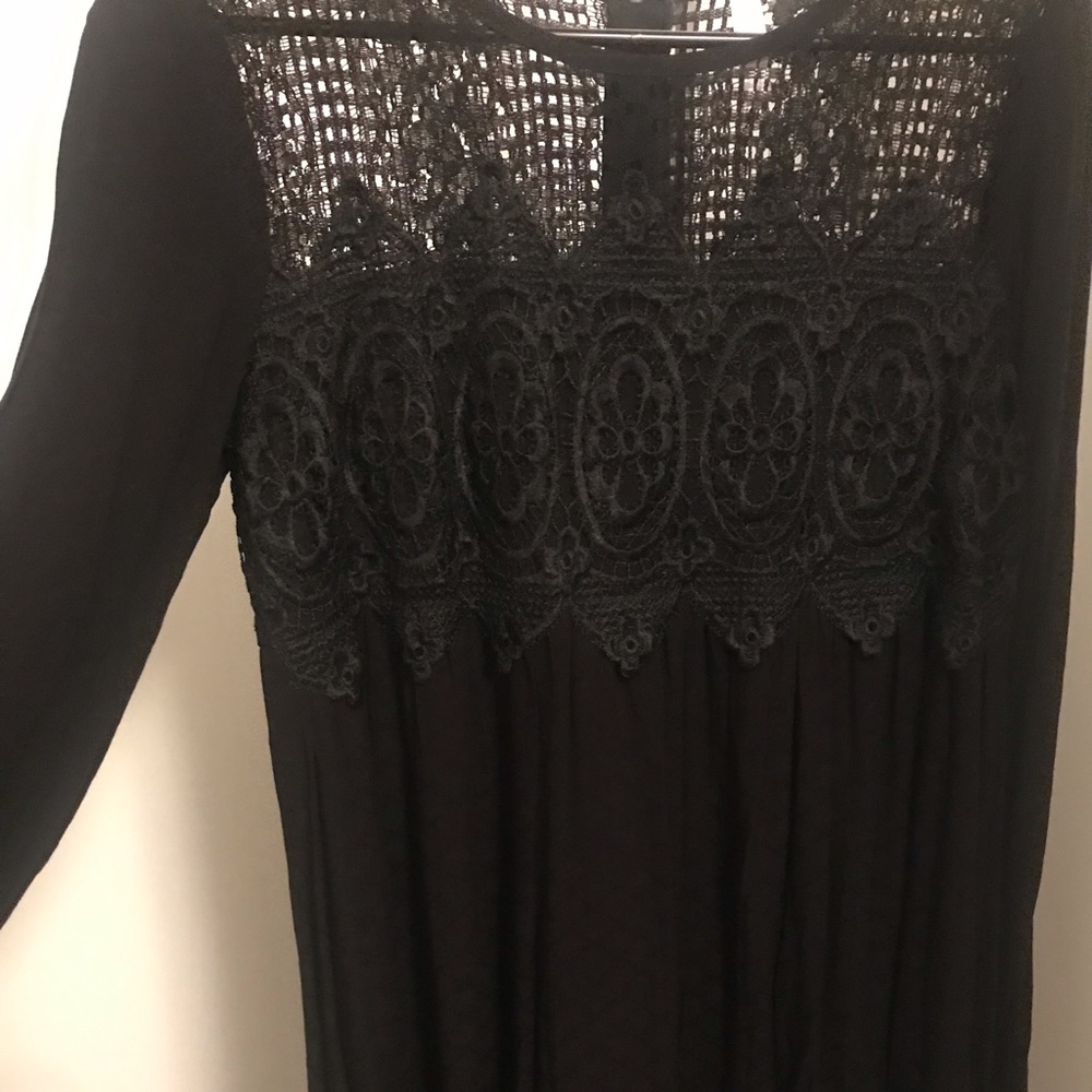 Boho style black medium dress